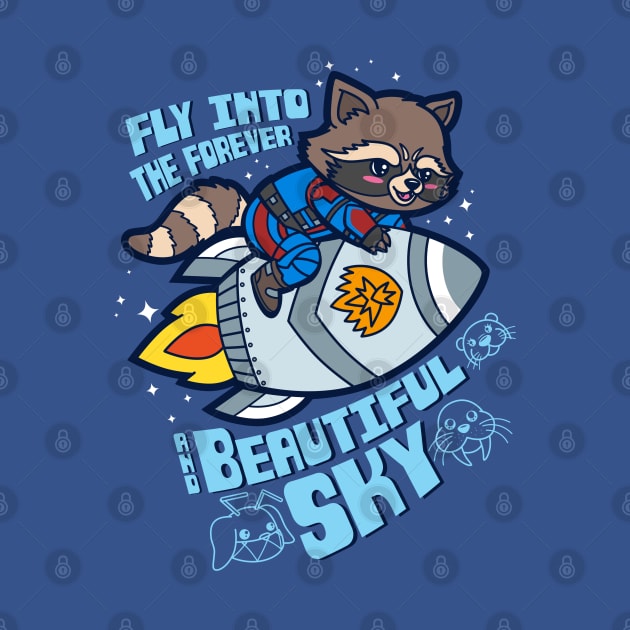 Cute Superhero Adorable Raccoon Riding Rocket With Movie Quote by BoggsNicolas