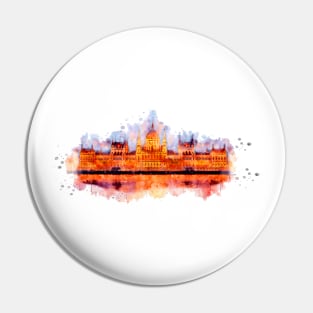 Budapest Parliament watercolor painting Pin