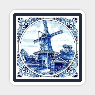 Dutch Blue Delft Large Windmill Scene Print Magnet