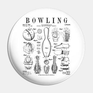 Bowling Pin Ball Bowler Retro Vintage Patent Print Pin