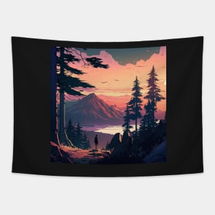 SUNSET AND MOUNTAIN Tapestry