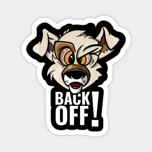 Karate Dog Back Off (white text) Magnet