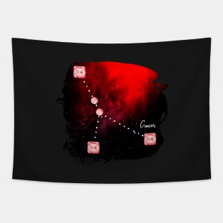 Cancer Constellation in Ruby - Star Signs and Birth Stones Tapestry