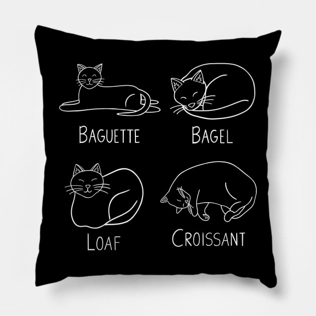 4 Bread Cats (white) Pillow by carolinewillustration