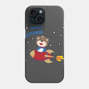 cute bear astronaut play with his rocket Phone Case