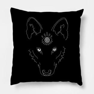 Wolf Third Eye Lineart "AwareWolf" Pillow