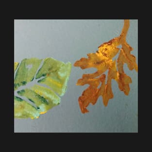 Spring leaf meets autumn leaf, acrylic painting, Thanksgiving T-Shirt