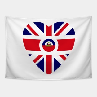 British Haitian Multinational Patriot Flag Series (Heart) Tapestry