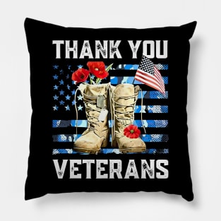 Thank You Veterans Soldier Boots U.S Veteran Memorial Day Pillow