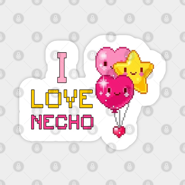 I Love Necho Pink 8 Bit Heart And Yellow Star Magnet by Pharaoh Shop