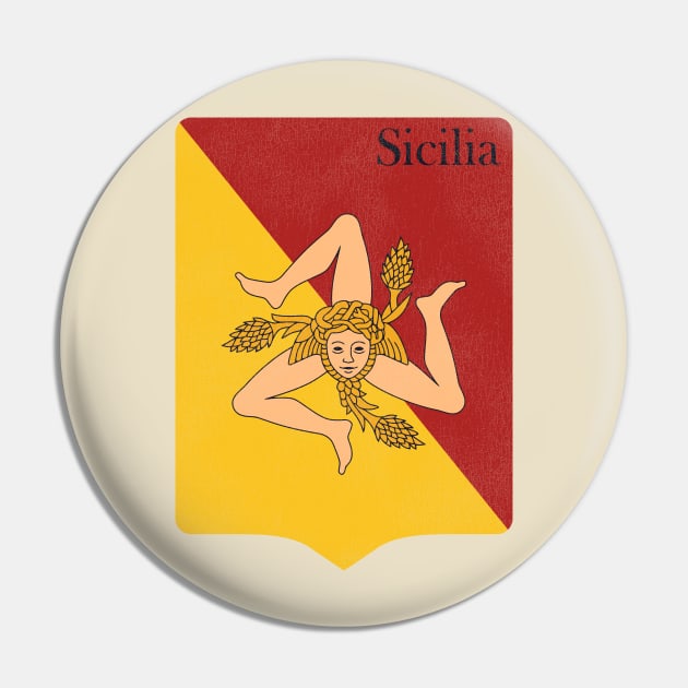 Sicily Sicilia Flag Vintage Distressed Coat of Arms Pin by darklordpug