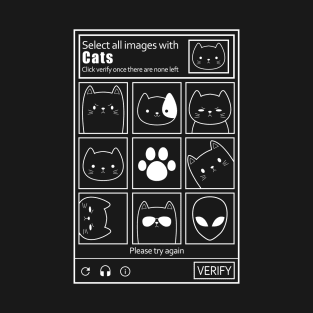 FUNNY CAT CAPTCHA Select all images with cats T-Shirt