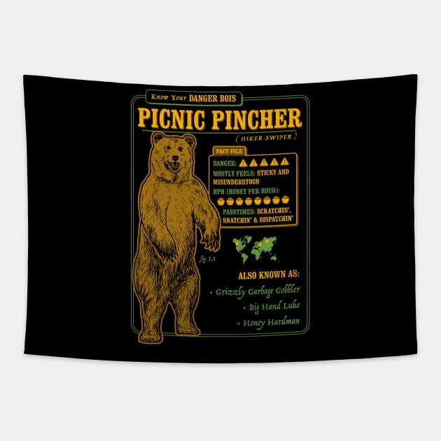 Funny Bear Fact File - Picnic Pincher Tapestry by dumbshirts