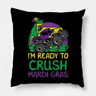 Kids Crush Mardi Gras Dino Monster Truck Funny Toddler Boys Kids Pillow