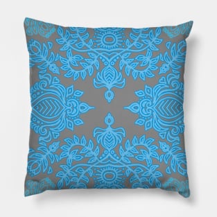 Turquoise Tangle - sky blue, aqua & grey pattern Pillow