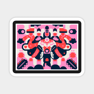 Red and pink abstract Magnet