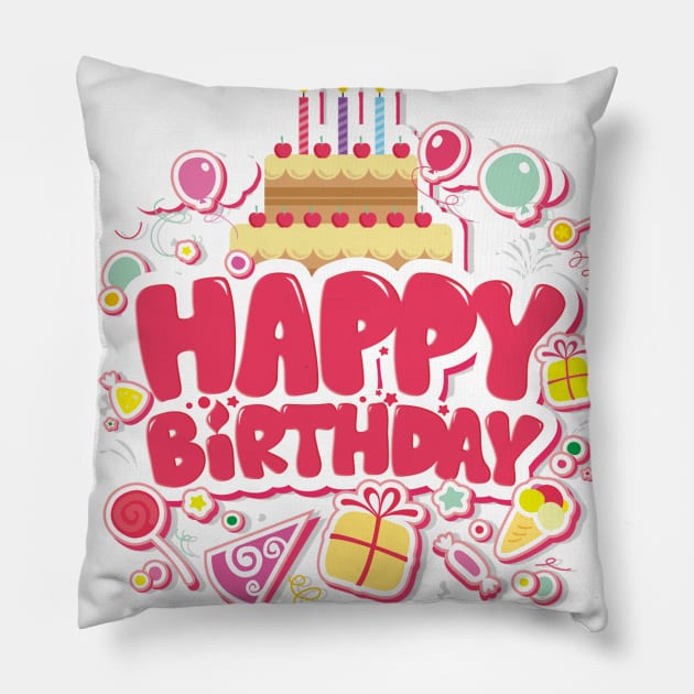 Happy birthday Pillow by gold package