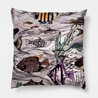 Tropical Fish Surf School Pillow