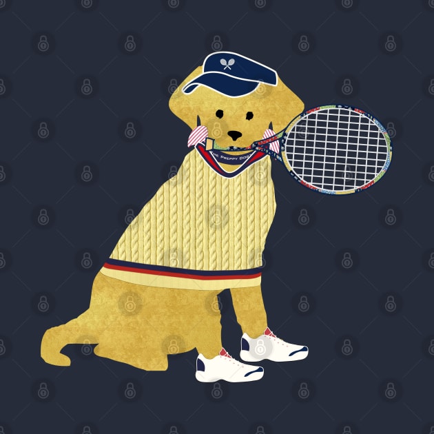 Preppy Golden Retriever Tennis Dog by emrdesigns