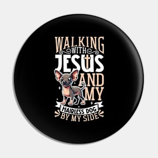 Jesus and dog - Ecuadorian Hairless Dog Pin