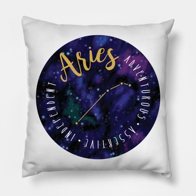 Aries Zodiac Pillow by CreativeHermitCo