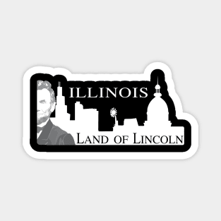 Illinois License Plate Inspired With Abe Lincoln In Chicago City Skyline Magnet