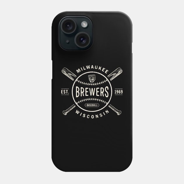 Milwaukee Brewers Bats & Ball by Buck Tee Originals Phone Case by Buck Tee