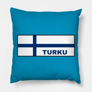 Turku City in Finnish Flag Pillow