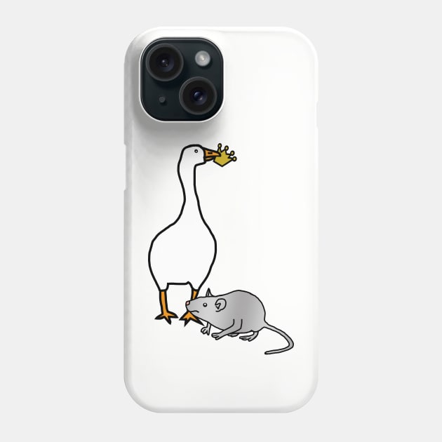 Gaming White Goose Steals Crown from Metal Rat Phone Case by ellenhenryart