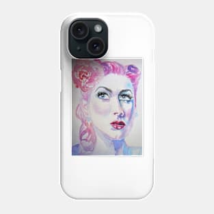Woman Watercolor Painting - Retro Phone Case
