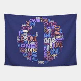 Word collage: ONE (multiple colors) Tapestry