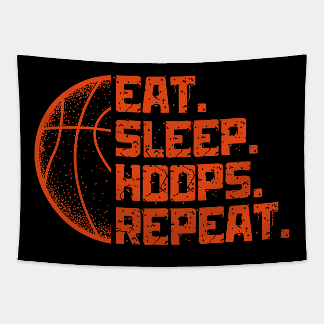 Eat Sleep Hoops Repeat Basketball Funny Quotes Tapestry by Illustradise