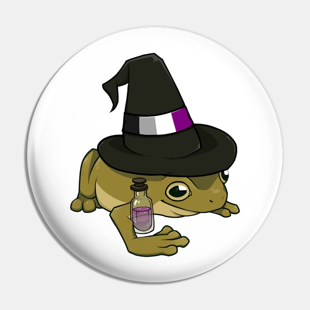 Asexual Pride Witch Frog Pin by saltuurn