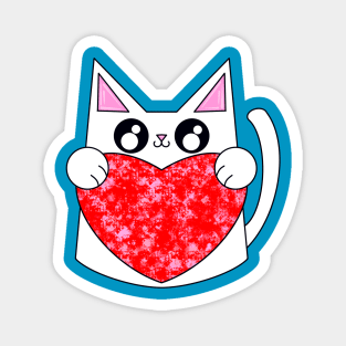 Snow The Cat With Valentine Heart Magnet