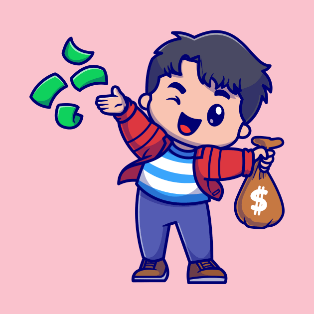 Cute Rich Boy Throws Money Cartoon by Catalyst Labs