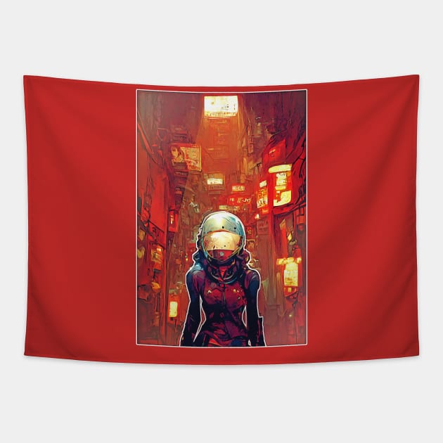 cyberpunk astronout Tapestry by elmejikono