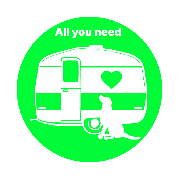 ALL YOU NEED HEART DOG CARAVAN LIME2 by MarniD9