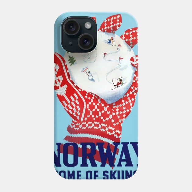 Vintage Travel Poster Norway Home of Skiing Phone Case by vintagetreasure