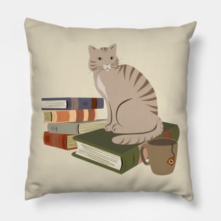 Cats, books, and tea Pillow