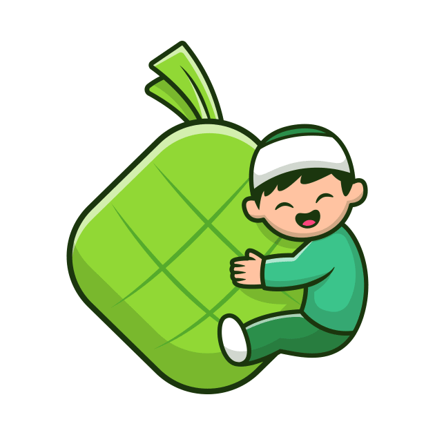 Cute Moslem Boy Hugging Ketupat Food by Catalyst Labs