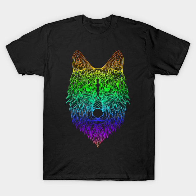 Retro Psychedelic Wolf - Wolf - T-Shirt