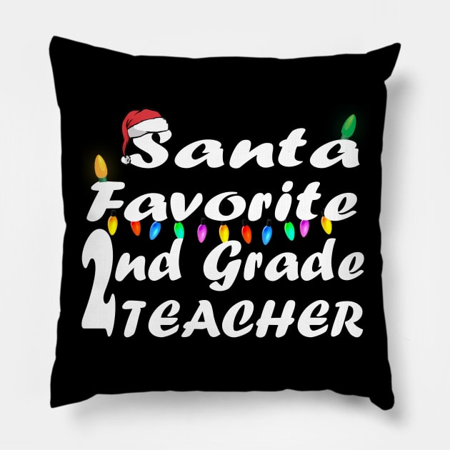 santa favorite 2nd grade teacher christmas Pillow by Ghani Store