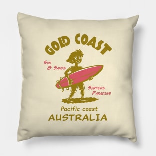 Gold coast Funny Surf Silhouette Pillow