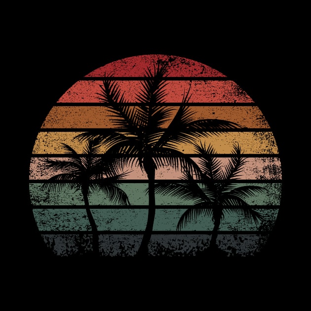 Palm Tree Retro Style Tropical Beach by folidelarts