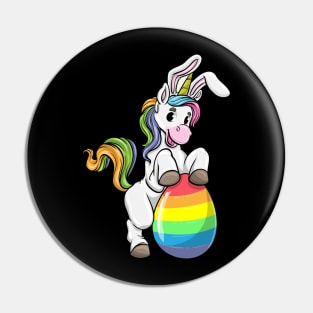 Cute unicorn as a easter bunny with a easter egg Pin