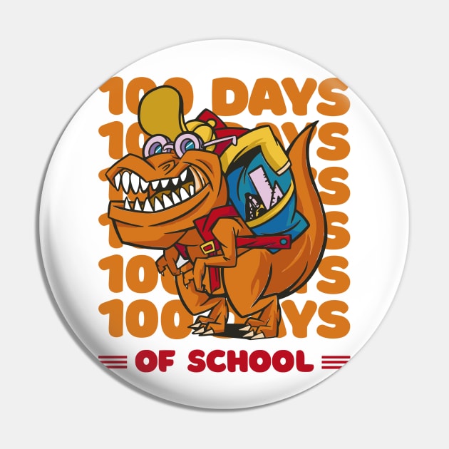 100 Days of school typography featuring a T-rex dino with bacpack #2 Pin by XYDstore