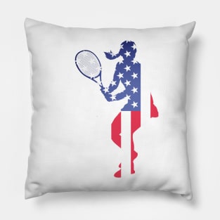 US Open Tennis USA Flag Silhouette Pillow
