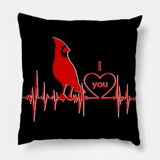 Red Cardinal heartbeat I love you Pillow