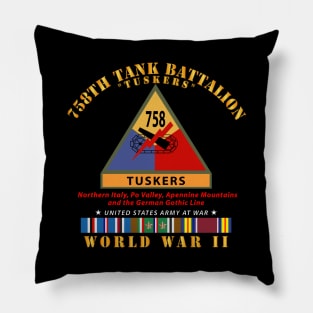 758th Tank Battalion - Tuskers  w SSI Name Tape WWII  EU SVC Pillow