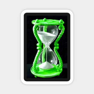 Alchemist style green sand timer hourglass Magnet